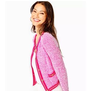 NWT Lilly Pulitzer Kemsley Cardigan Pink Isle Textured Marl Size Medium